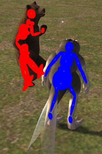 Avatar and animesh collision skeletons.