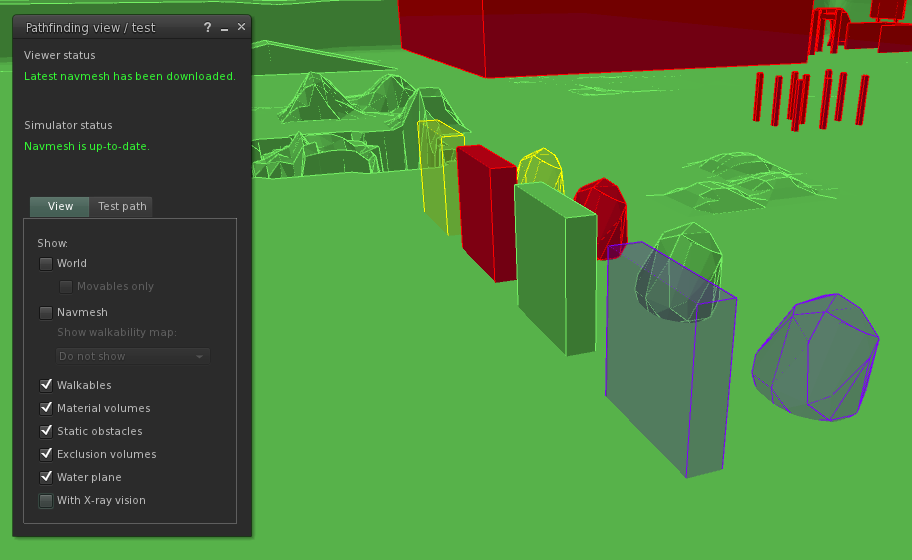 Pathfinding View/Test floater with the pathfinding object types displayed